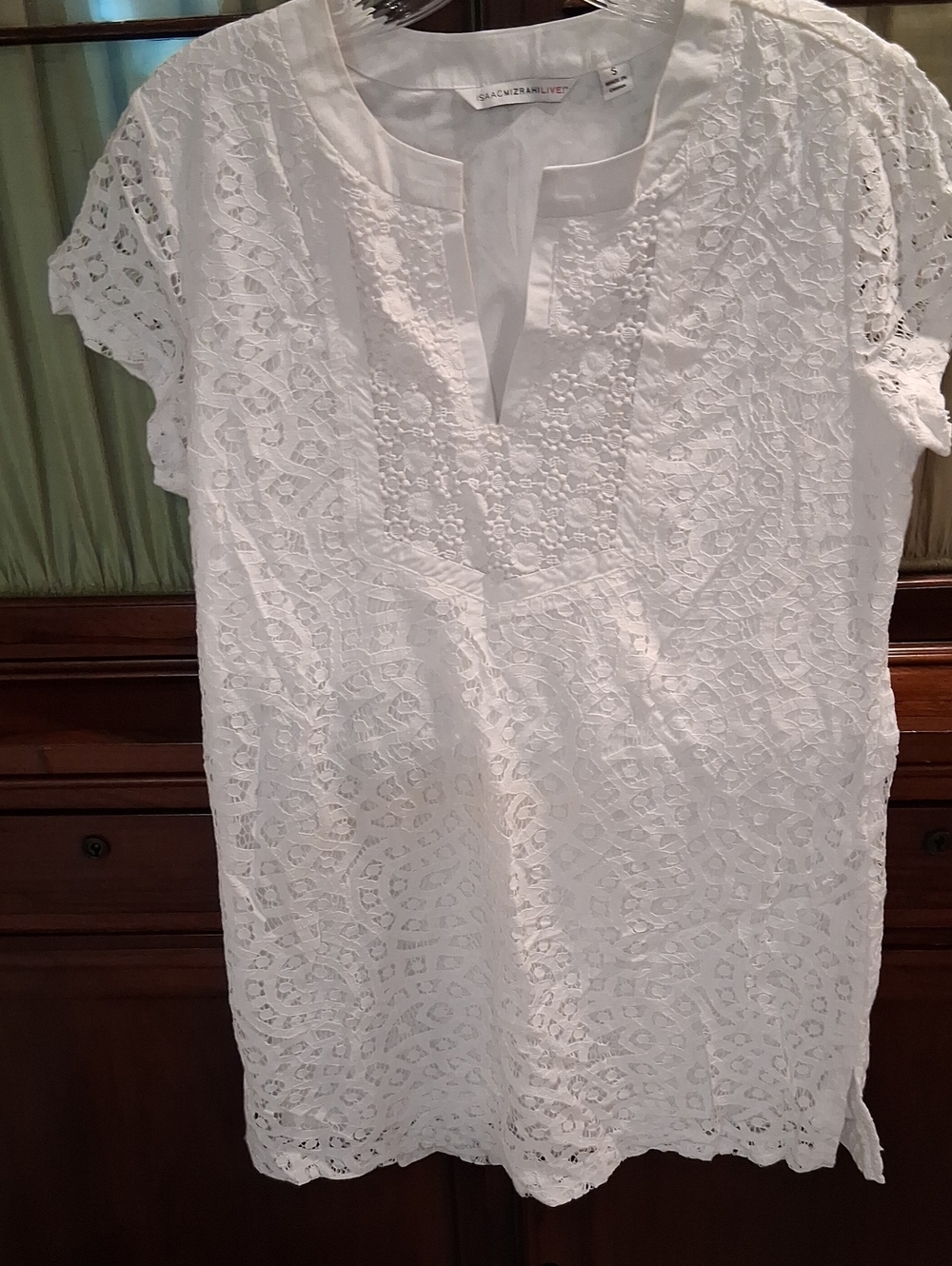 Isaac Mizrahi White Lace Short Sleeve Tunic